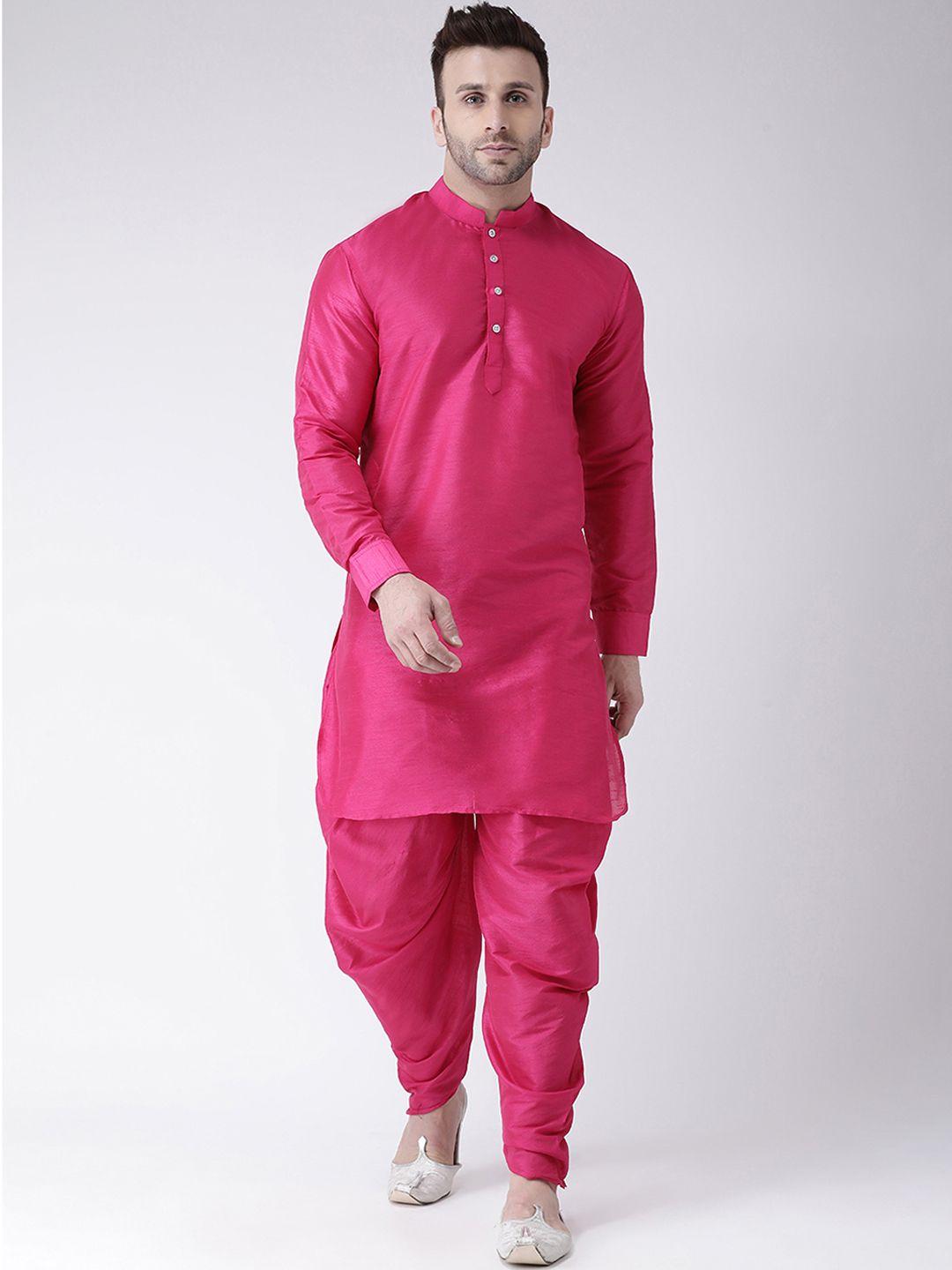 hangup-men-pink-solid-kurta-with-harem-pants