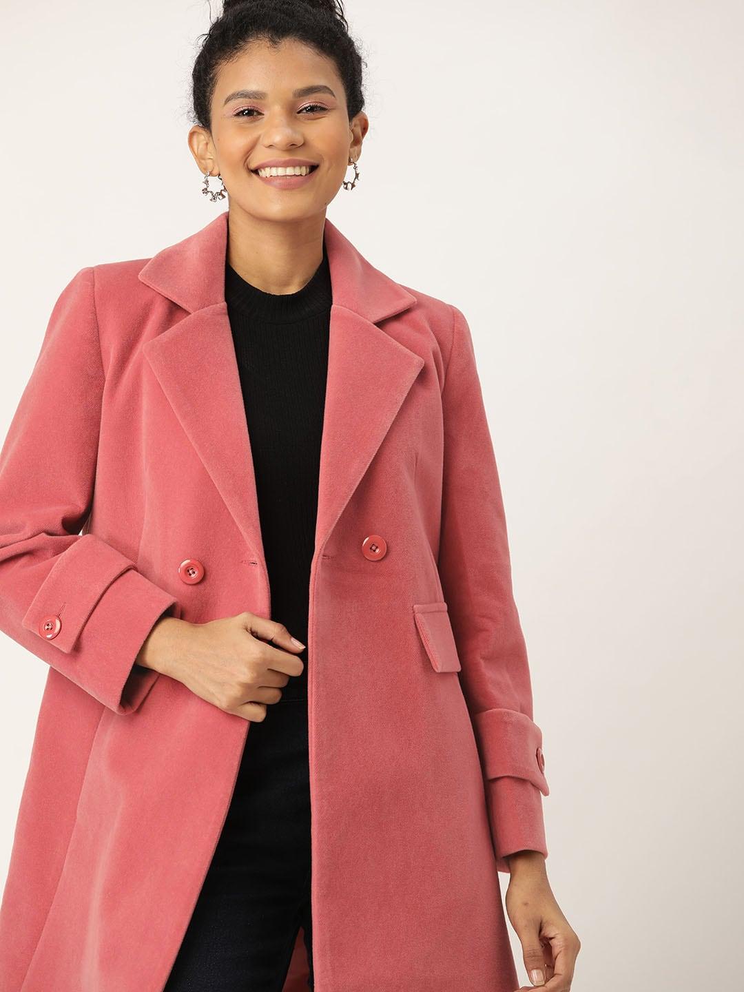 dressberry-women-pink-suede-finish-solid-longline-overcoat