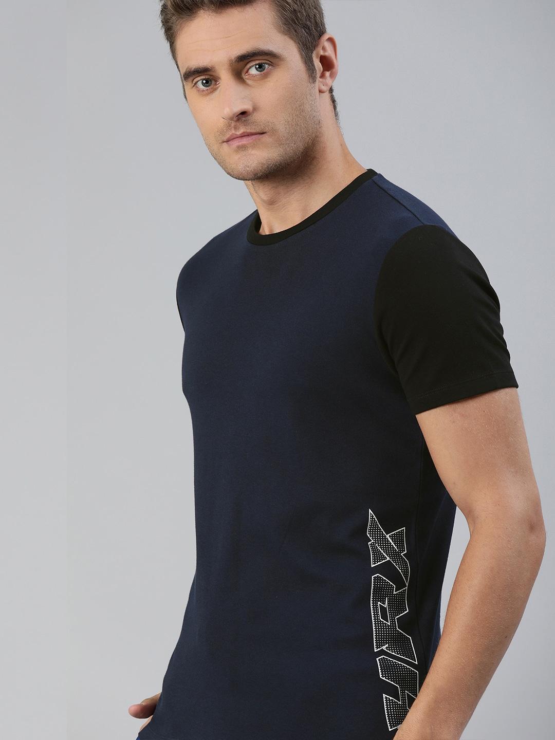 hrx-by-hrithik-roshan-men-navy-blue-solid-bio-wash-lifestyle-tshirts