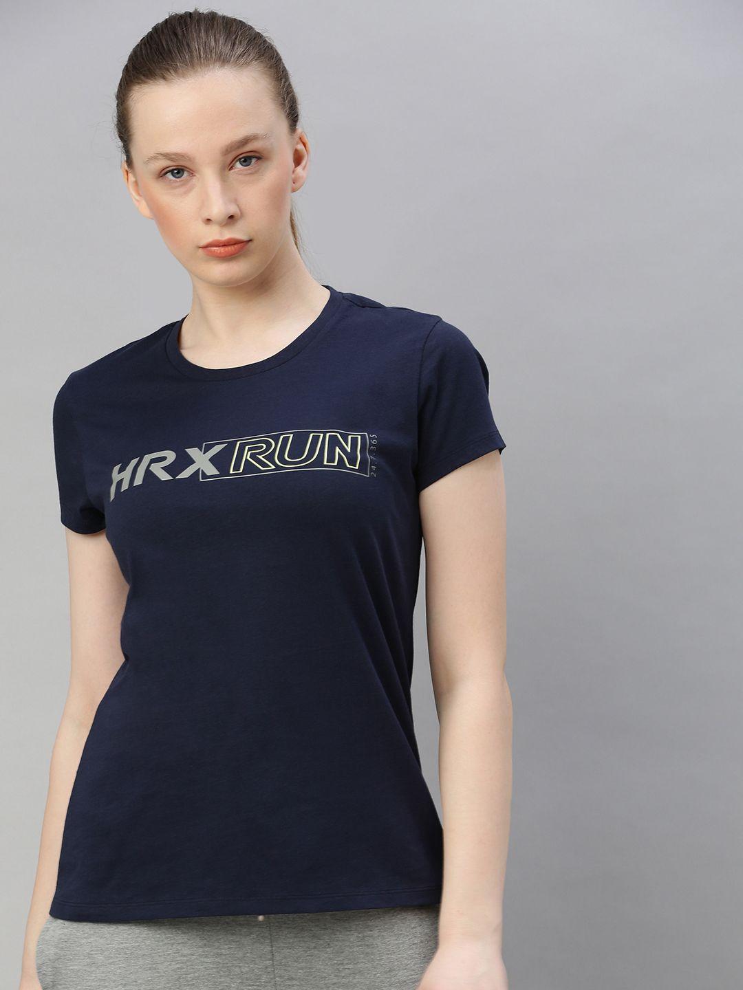 hrx-by-hrithik-roshan-women-navy-solid-bio-wash-running-t-shirts