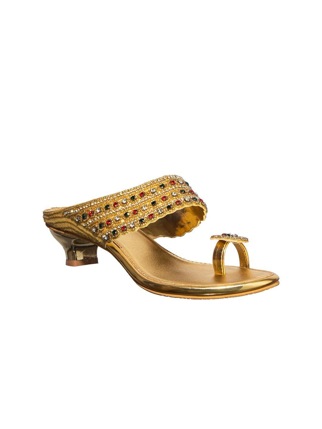 khadims-women-gold-toned-embellished-kitten-heels
