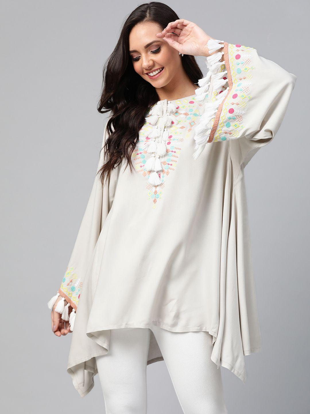 here&now-grey-embroidered-asymmetric-hem-tunic