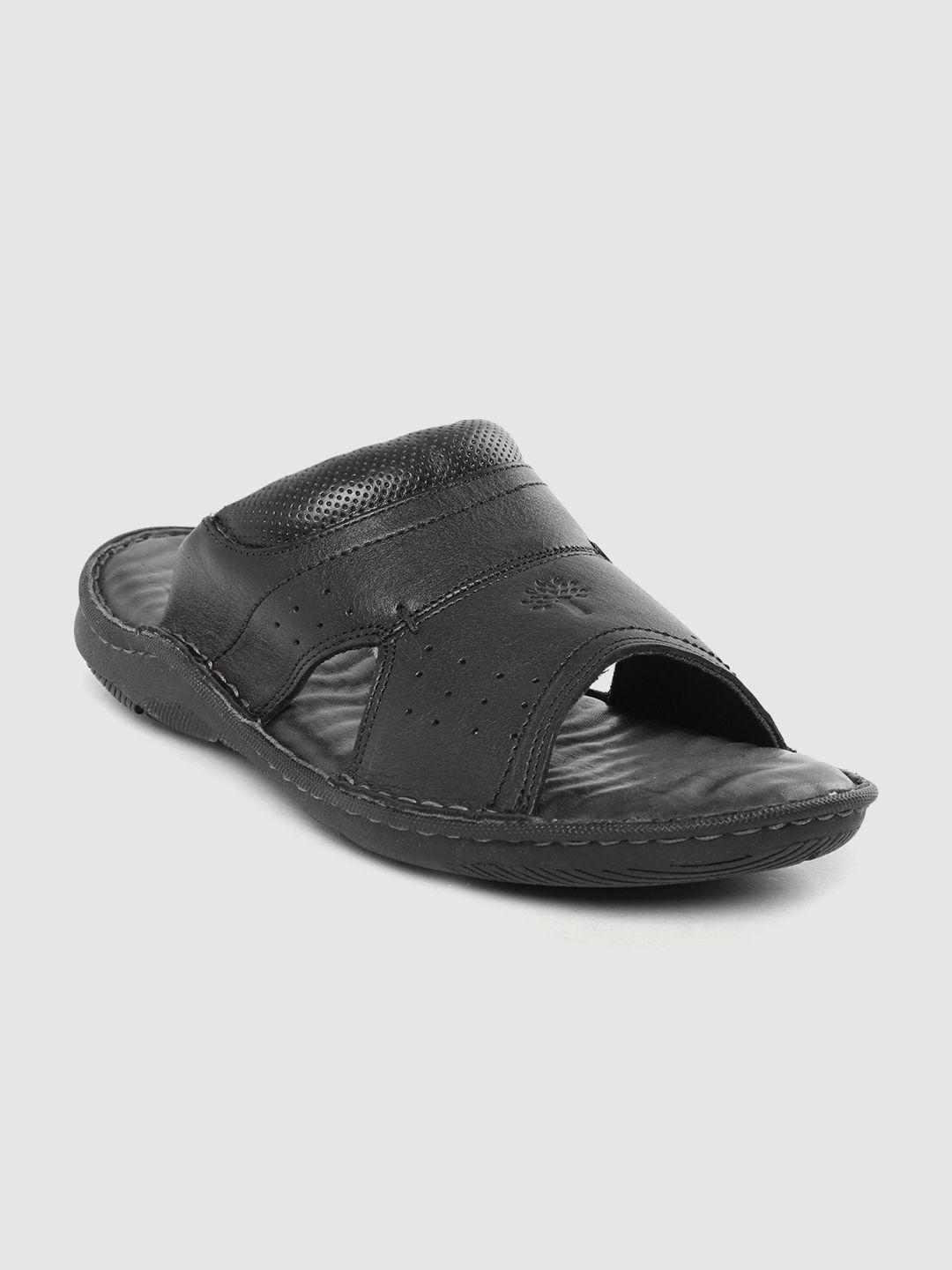 woodland-men-black-solid-leather-comfort-sandals