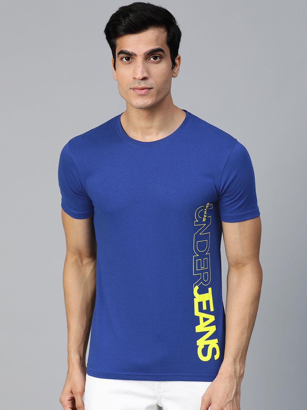 underjeans-by-spykar-men-blue-placement-print-round-neck-t-shirt