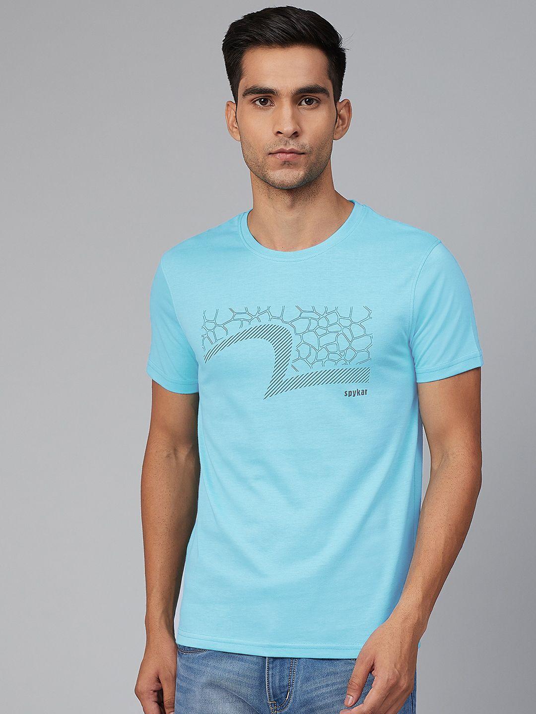 underjeans-by-spykar-men-blue-printed-round-neck-t-shirt