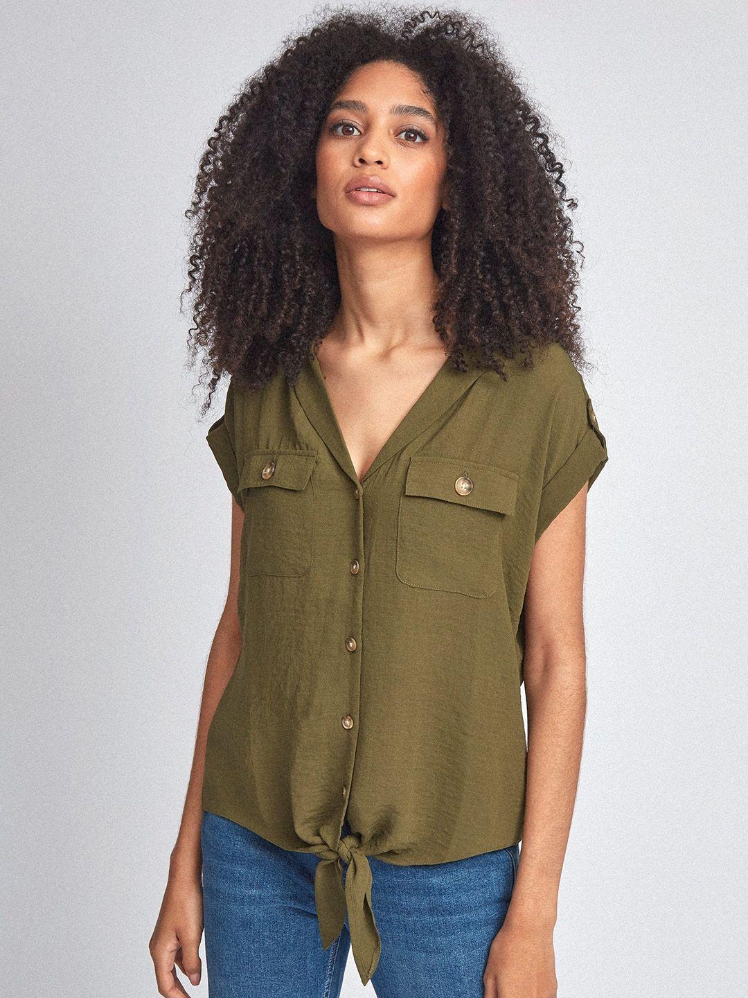 dorothy-perkins-women-olive-green-regular-fit-solid-casual-shirt