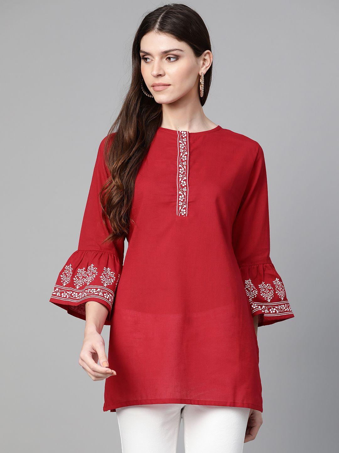 bhama-couture-straight-maroon-bell-sleeved-tunic