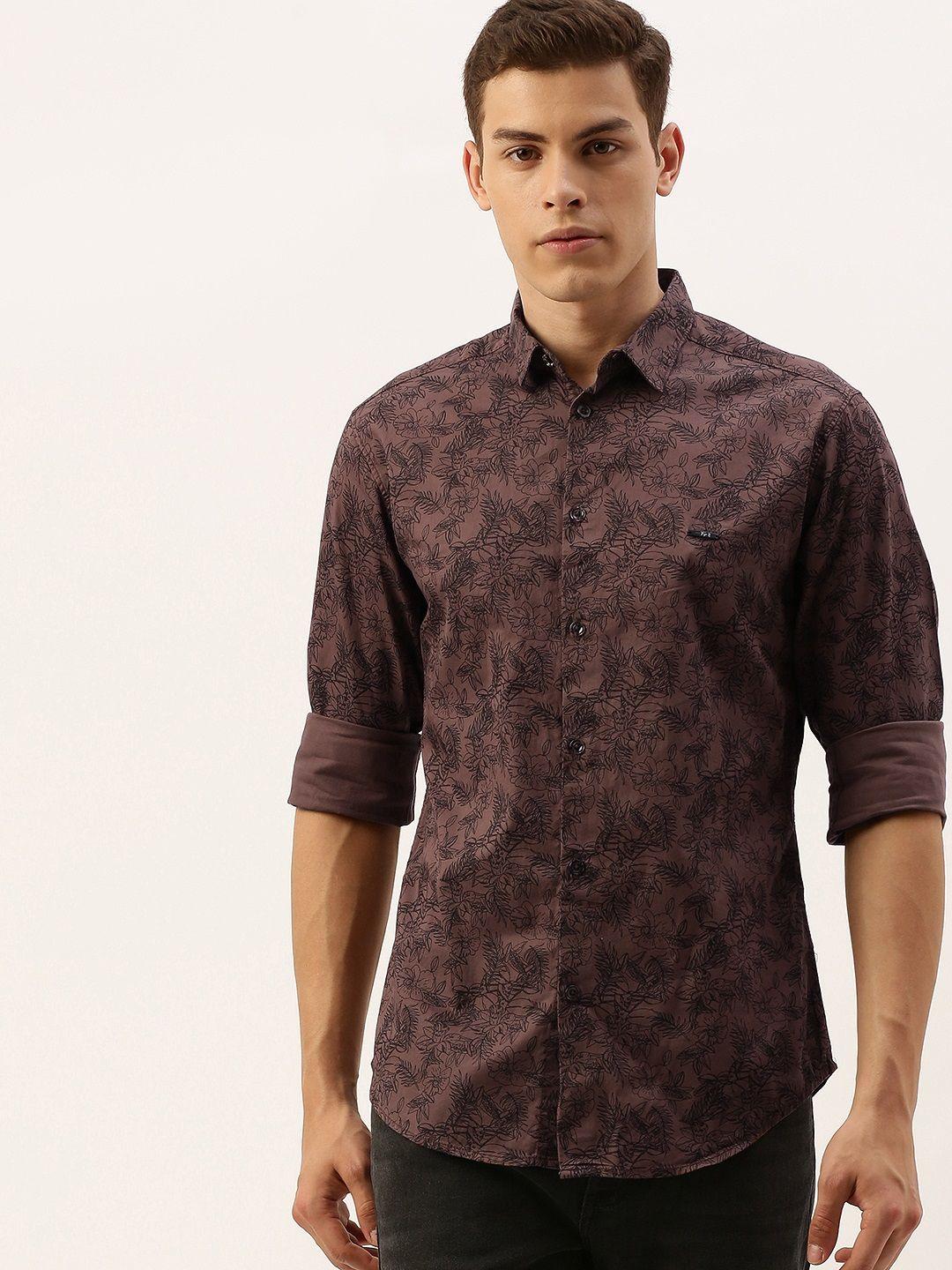 the-indian-garage-co-men-brown-slim-fit-printed-casual-shirt
