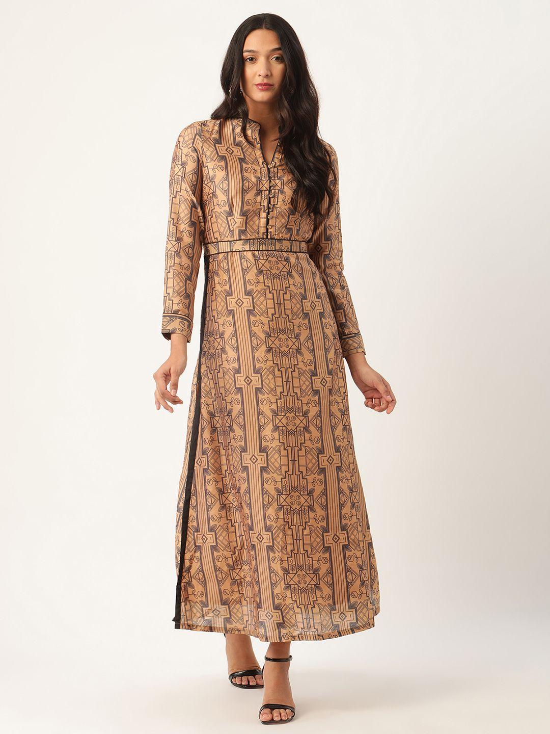 rooted-women-beige-printed-maxi-dress