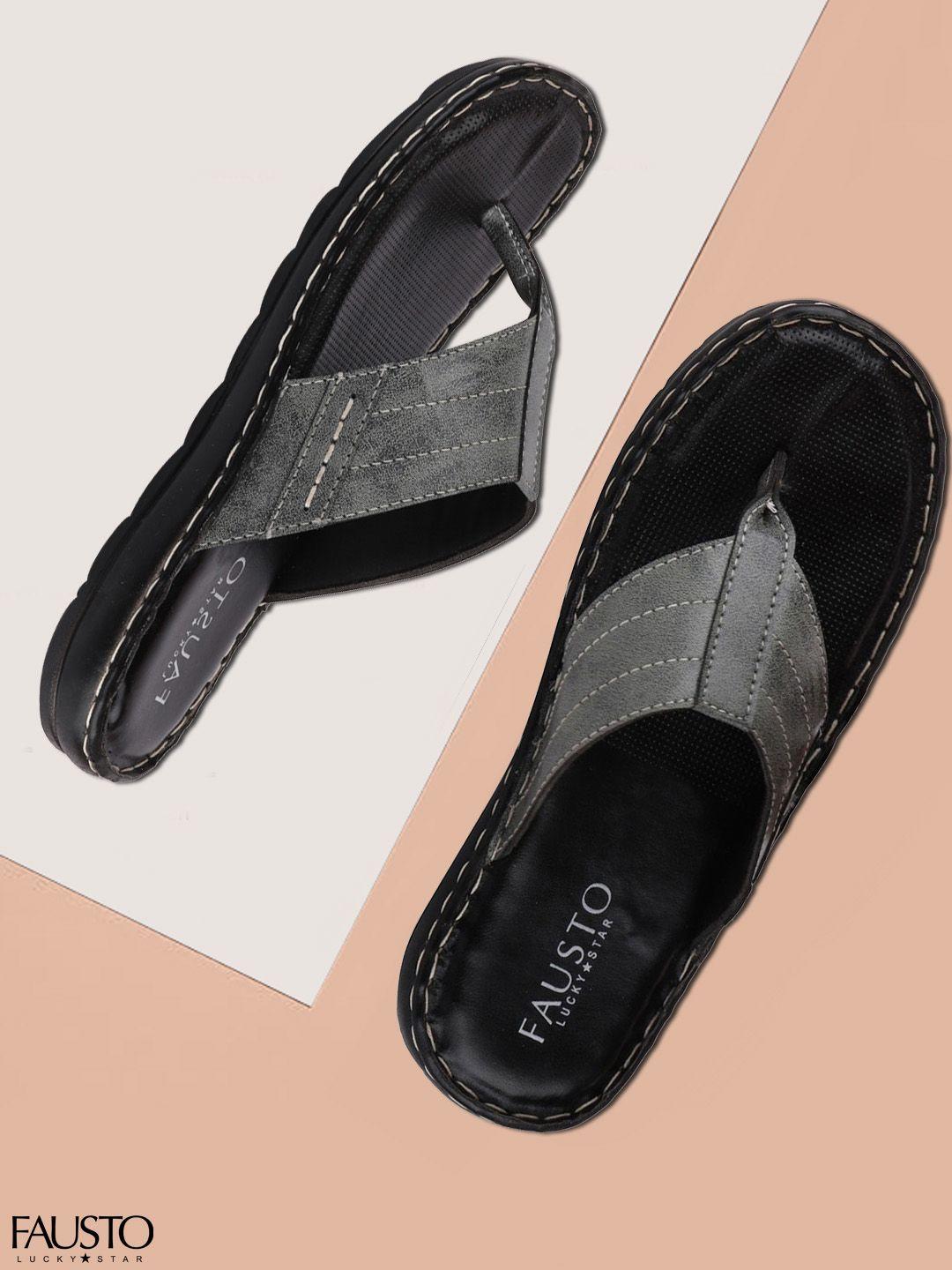 fausto-men-grey-solid-slip-on-sandals