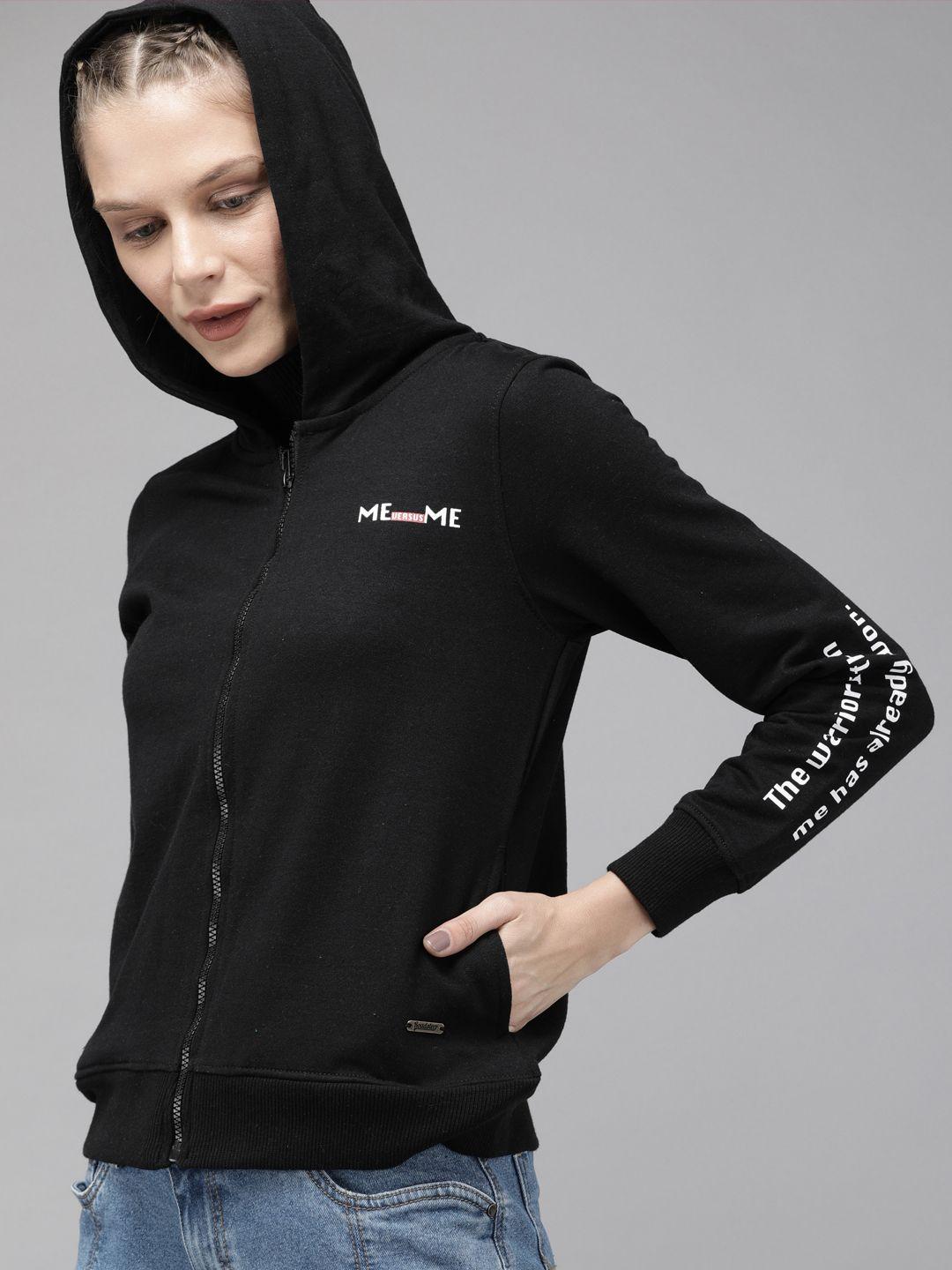 roadster-women-black-solid-hooded-sweatshirt
