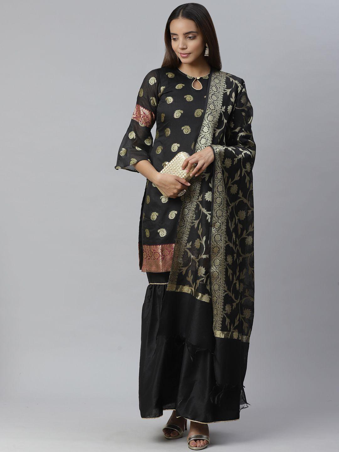 chhabra-555-black-&-golden-zari-woven-design-unstitched-dress-material