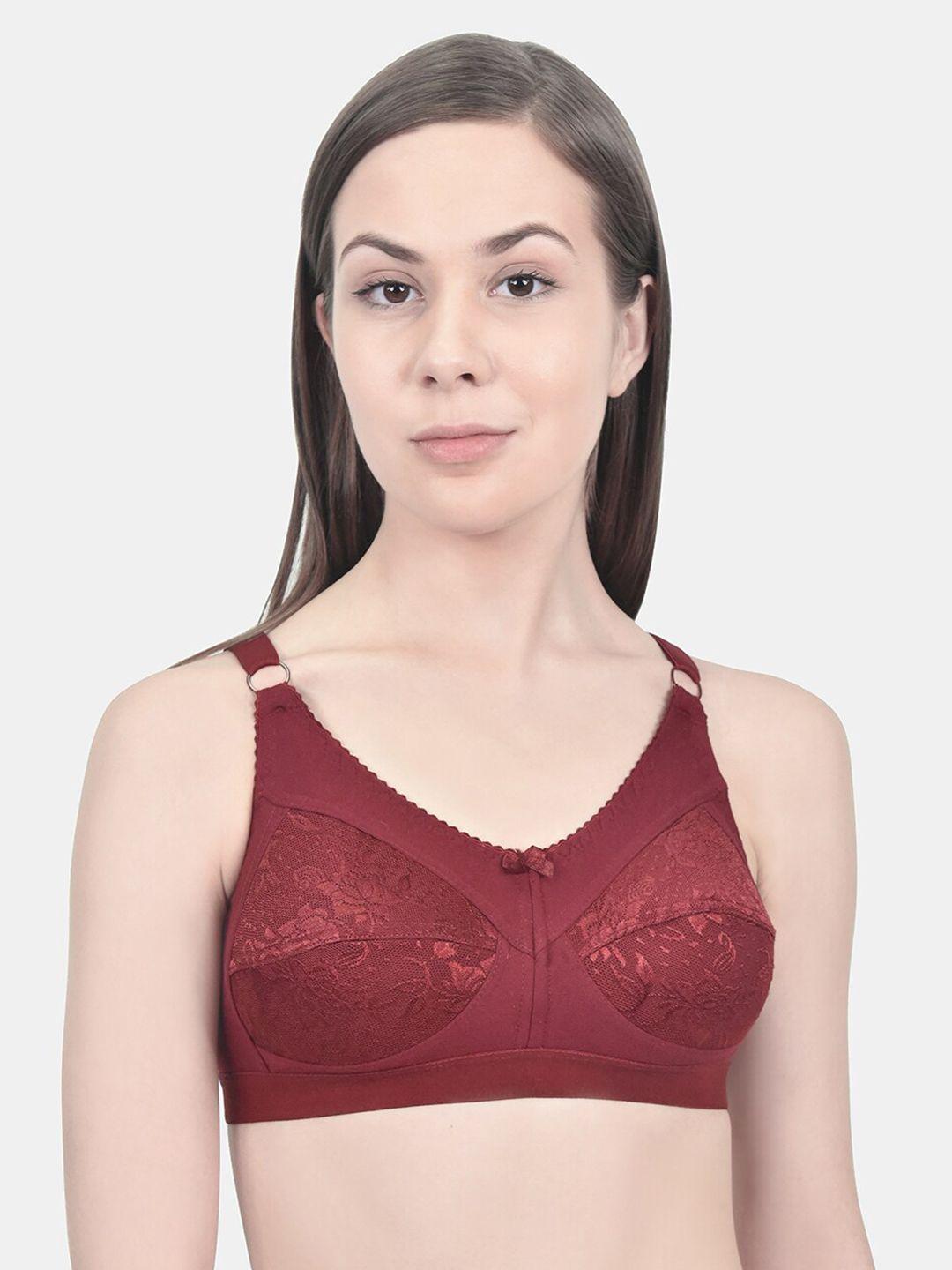 innocence-maroon-lace-non-wired-non-padded-minimizer-bra