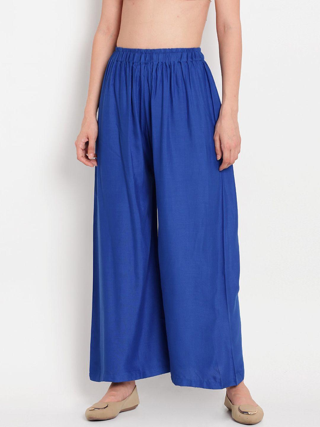 tag-7-women-plus-size-blue-solid-flared-palazzos