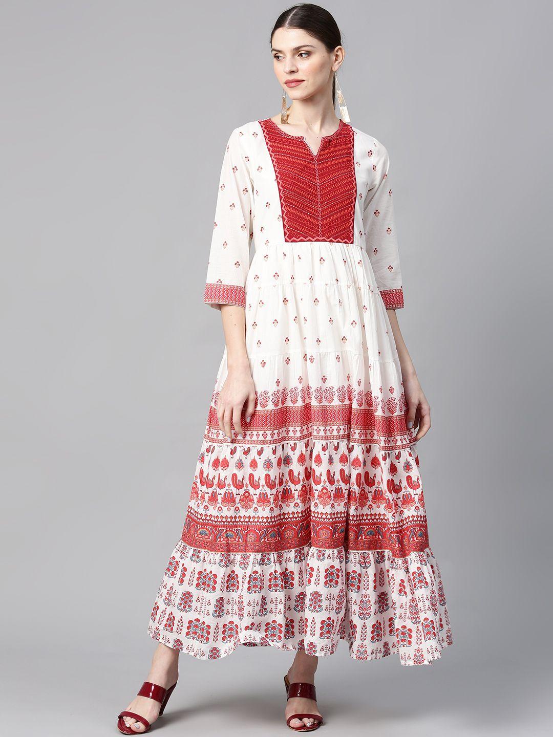 juniper-women-white-&-red-printed-maxi-tiered-dress