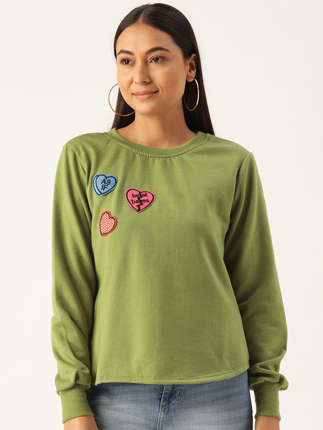 belle-fille-women-green-applique-detail-sweatshirt