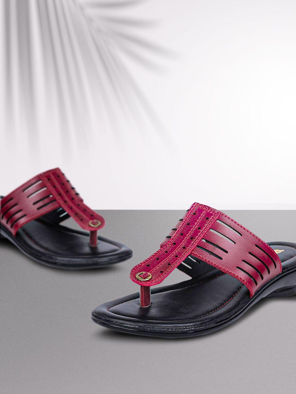bata-women-maroon-solid-sandals