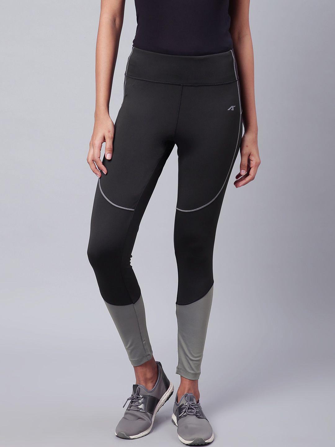 alcis-women-black-&-grey-colourblocked-rapid-dry-solid-cropped-training-tights