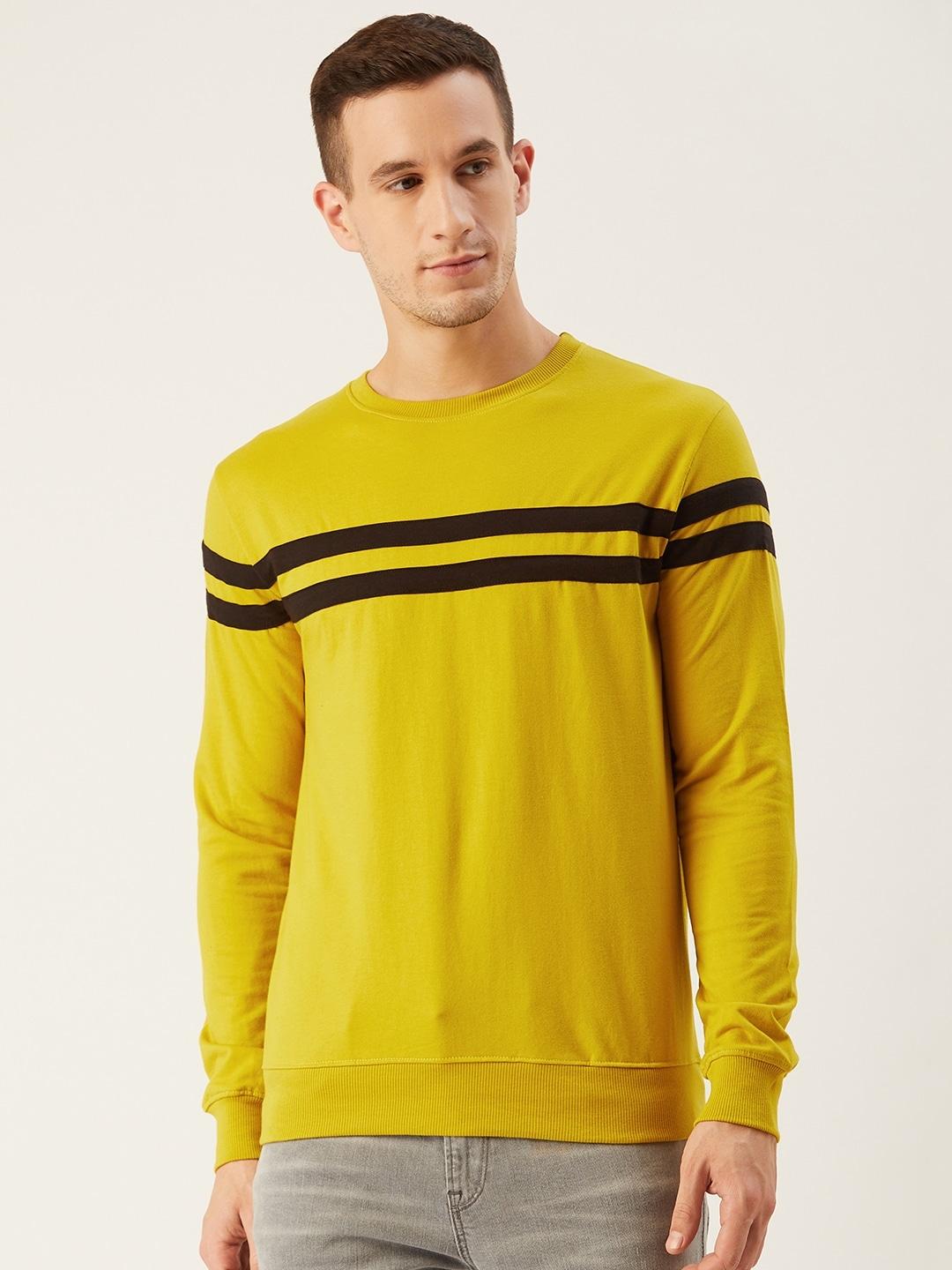 rodzen-men-yellow-&-black-striped-sweatshirt