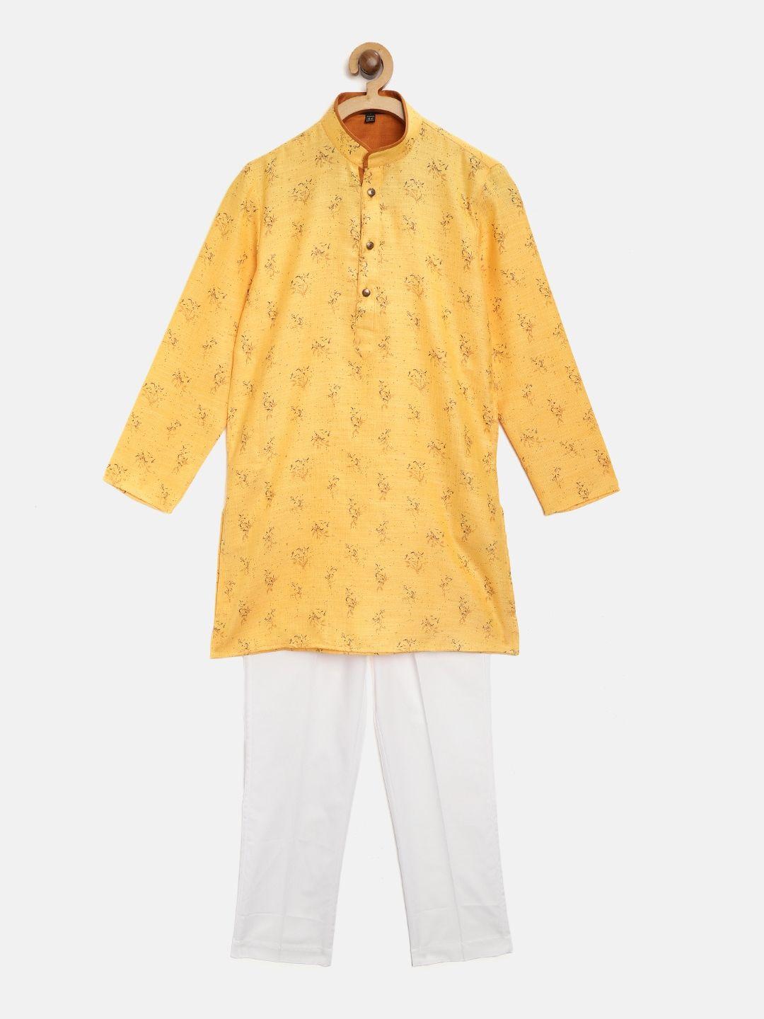 readiprint-fashions-boys-mustard-yellow-&-white-printed-kurta-with-pyjamas