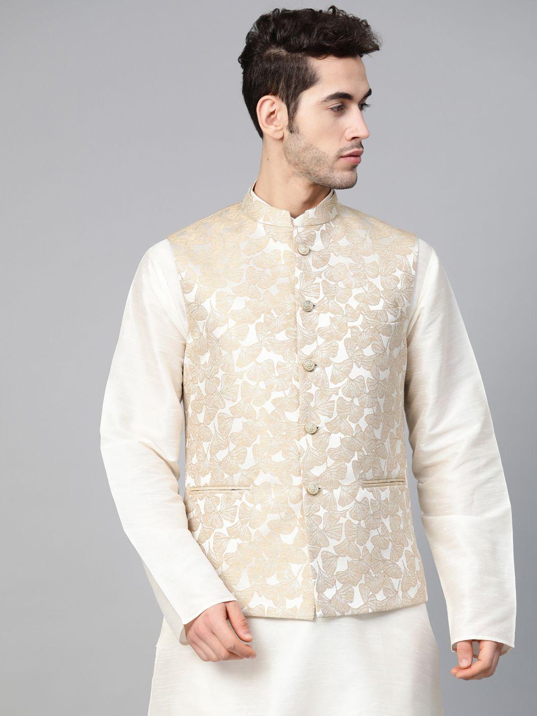 manq-men-beige-woven-design-nehru-jacket