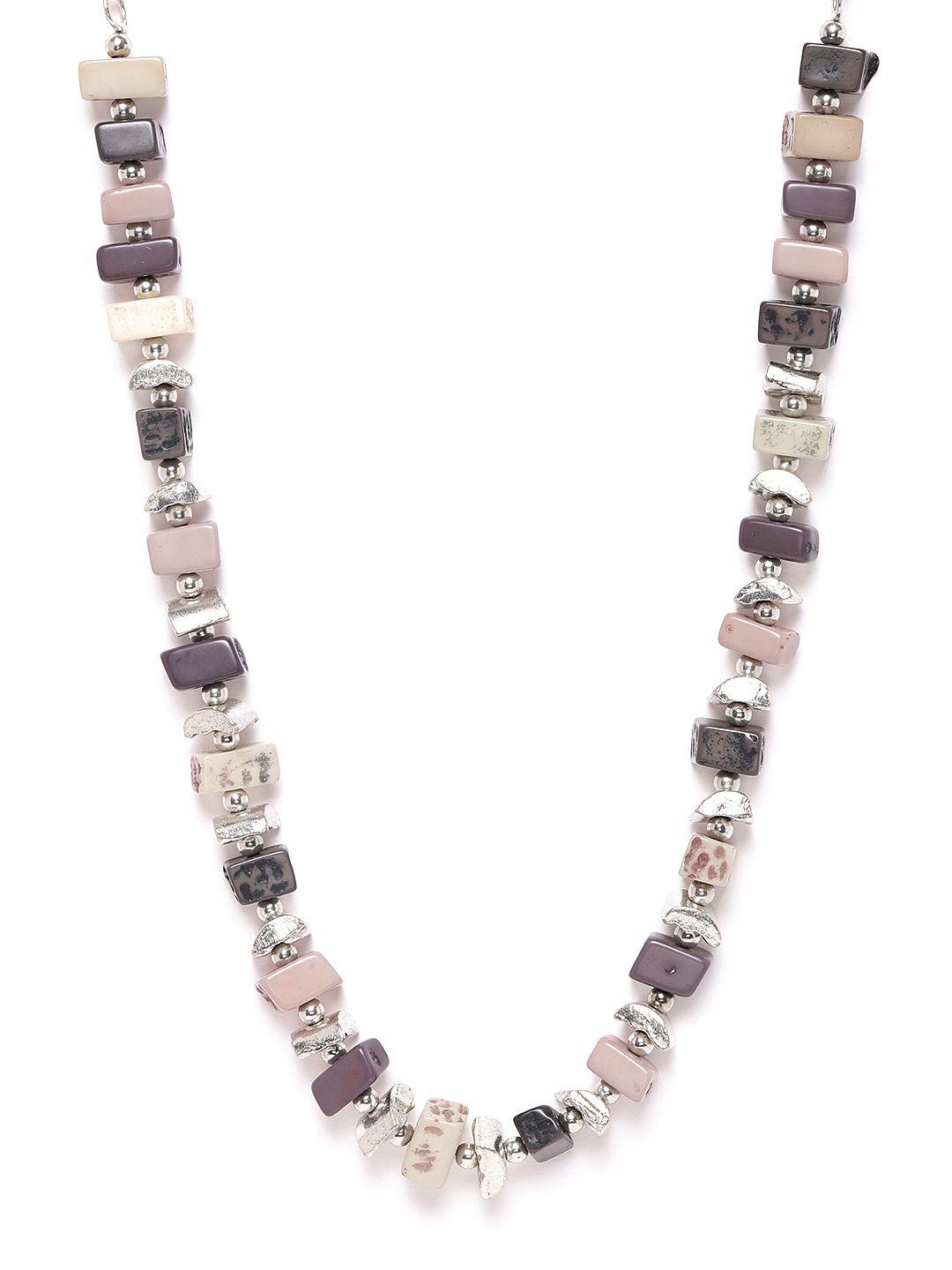richeera-women-charcoal-grey-&-taupe-silver-plated-beaded-necklace