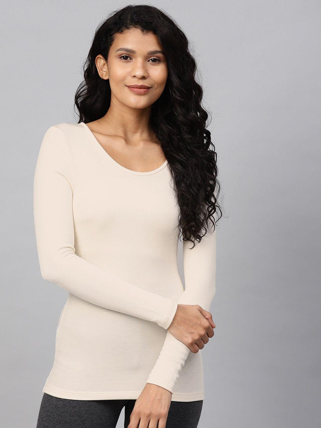 marks-&-spencer-women-cream-coloured-solid-thermal-top