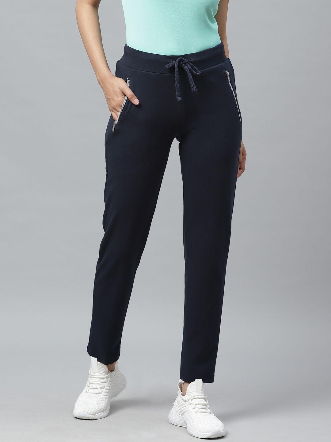 cayman-women-navy-blue-solid-track-pants