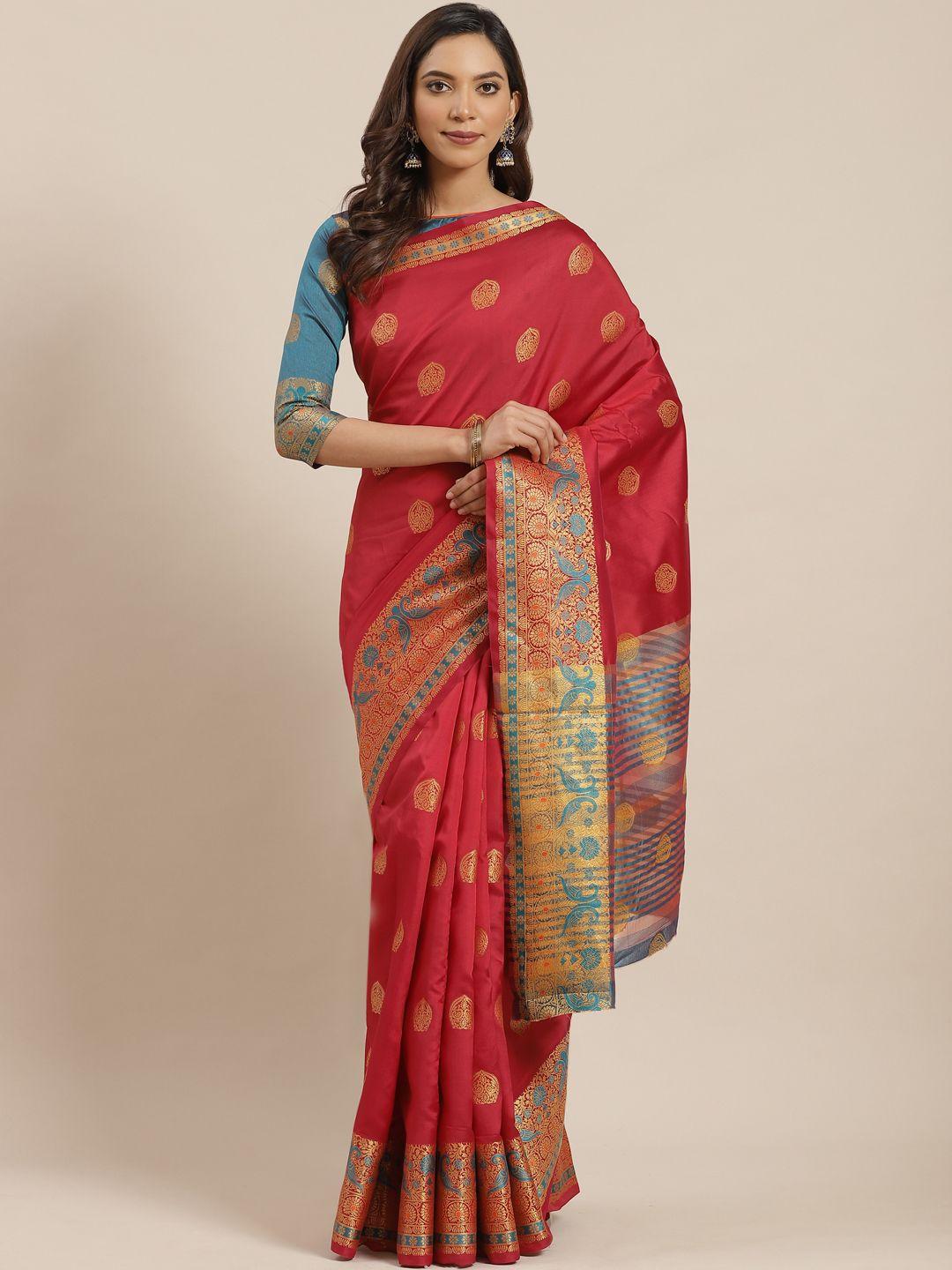 blissta-red-&-golden-zari-woven-design-banarasi-saree