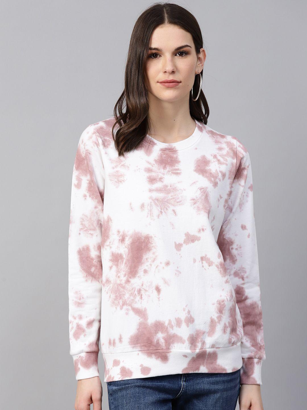 pluss-women-white-&-mauve-tie-&-dye-print-sweatshirt