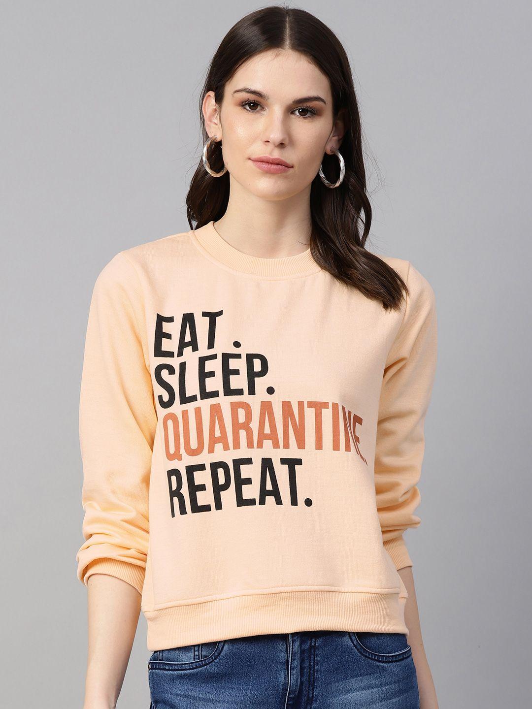pluss-women-peach-coloured-&-black-printed-sweatshirt