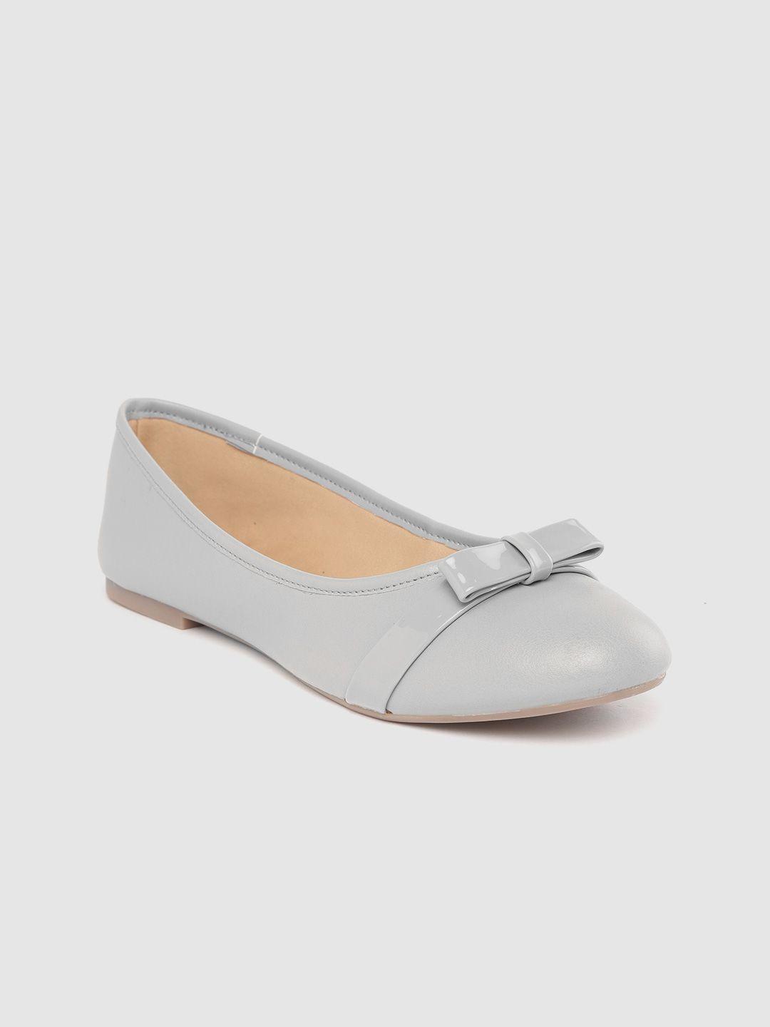 carlton-london-women-grey-solid-ballerinas-with-bow-detail
