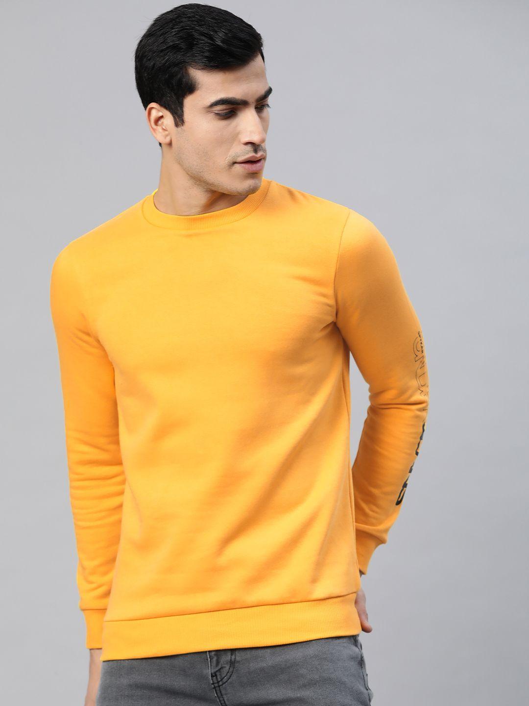 underjeans-by-spykar-men-mustard-yellow-solid-sweatshirt