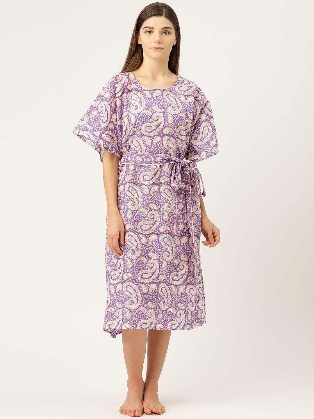 prakrti-purple-&-white-paisley-handblock-print-kaftan-sustainable-nightdress