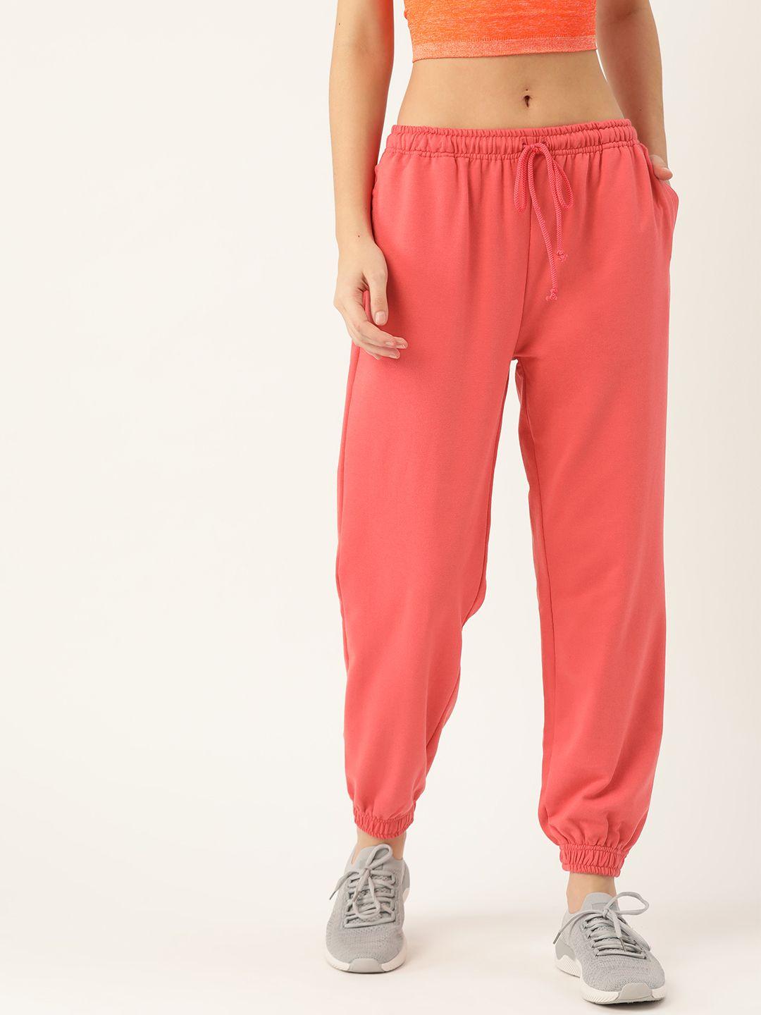 laabha-women-coral-pink-solid-joggers