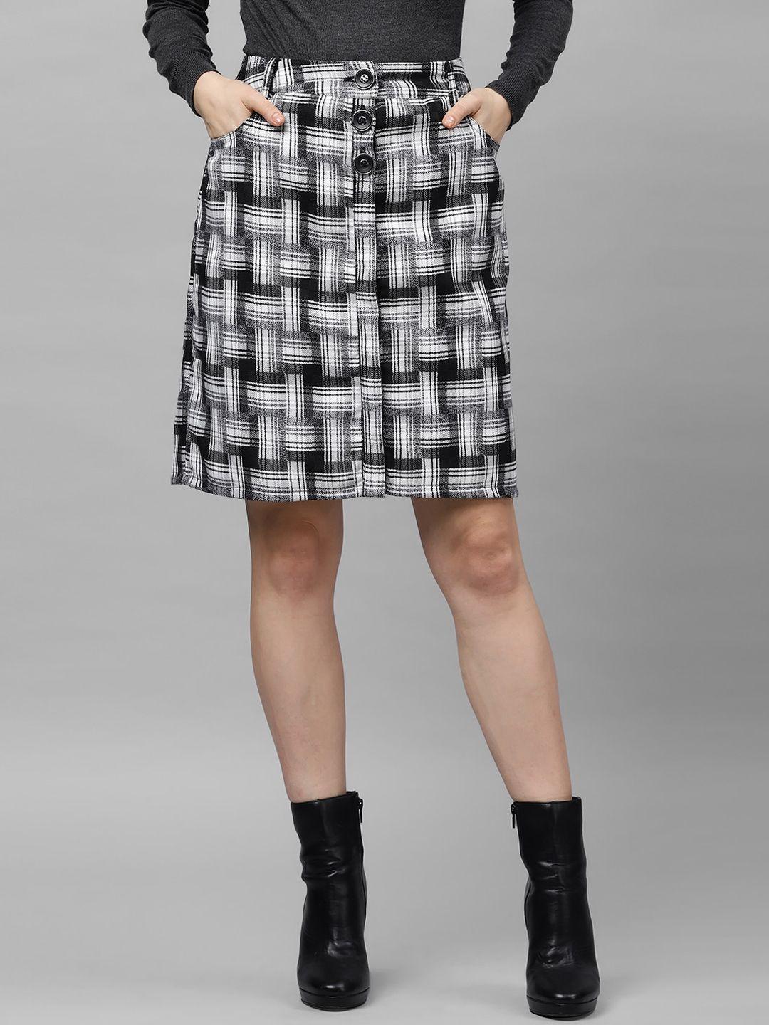 athena-women-black-&-white-checked-a-line-skirt