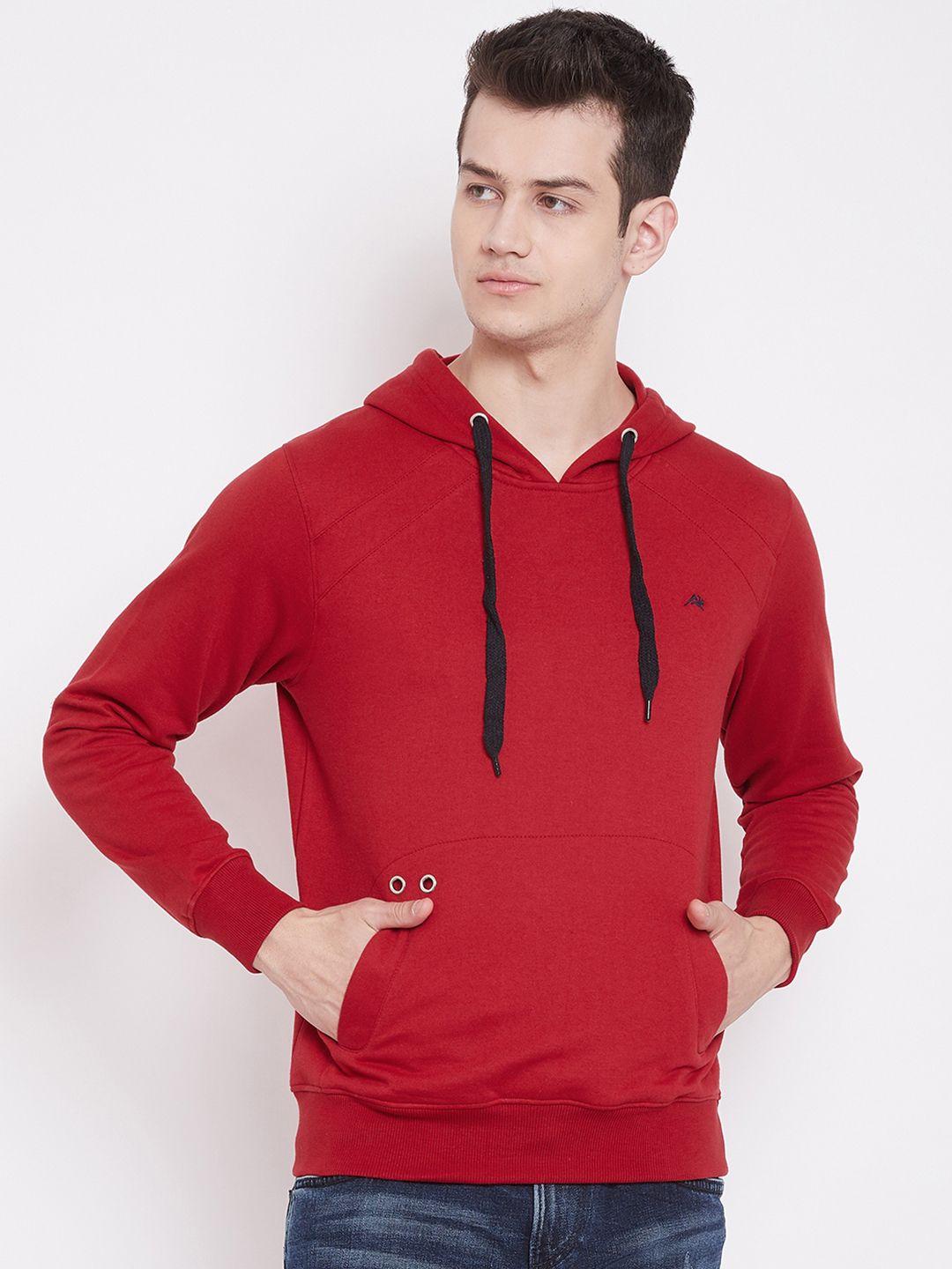 adobe-men-red-solid-hooded-sweatshirt