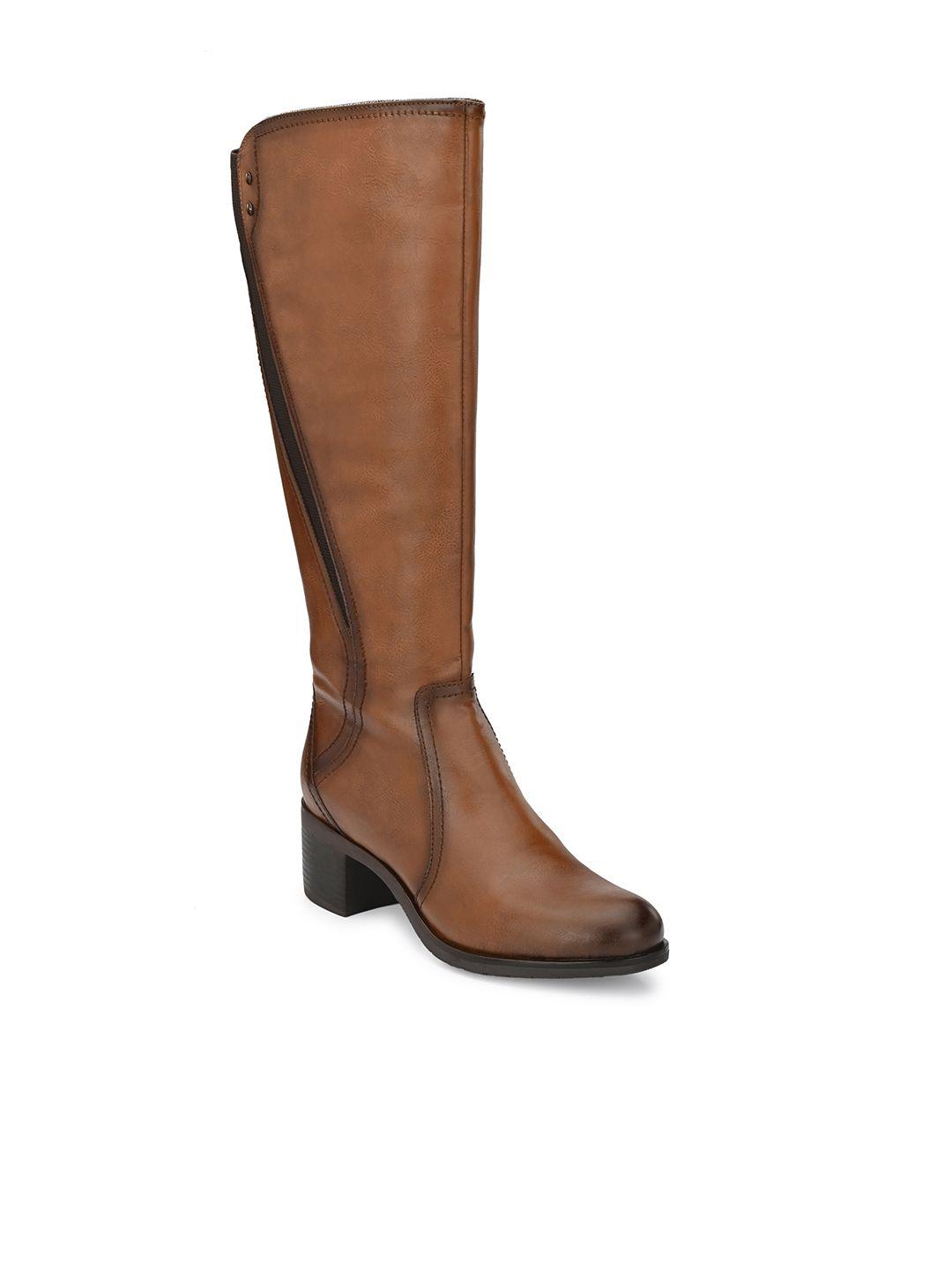 delize-women-tan-brown-solid-heeled-boots