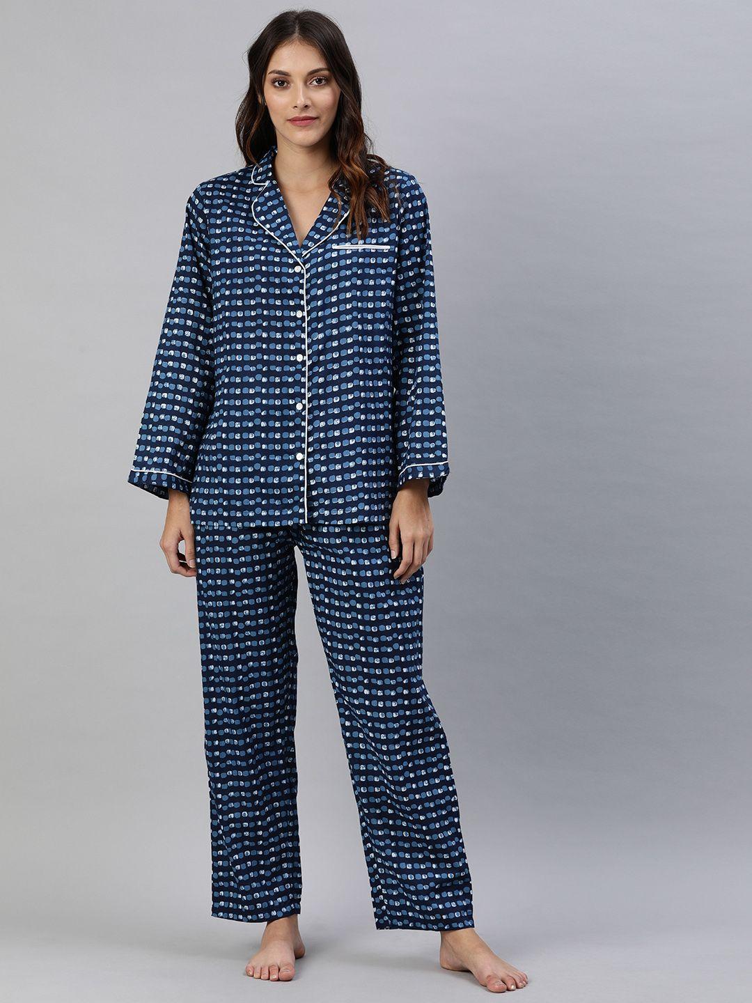 divena-women-blue-&-white-printed-night-suit