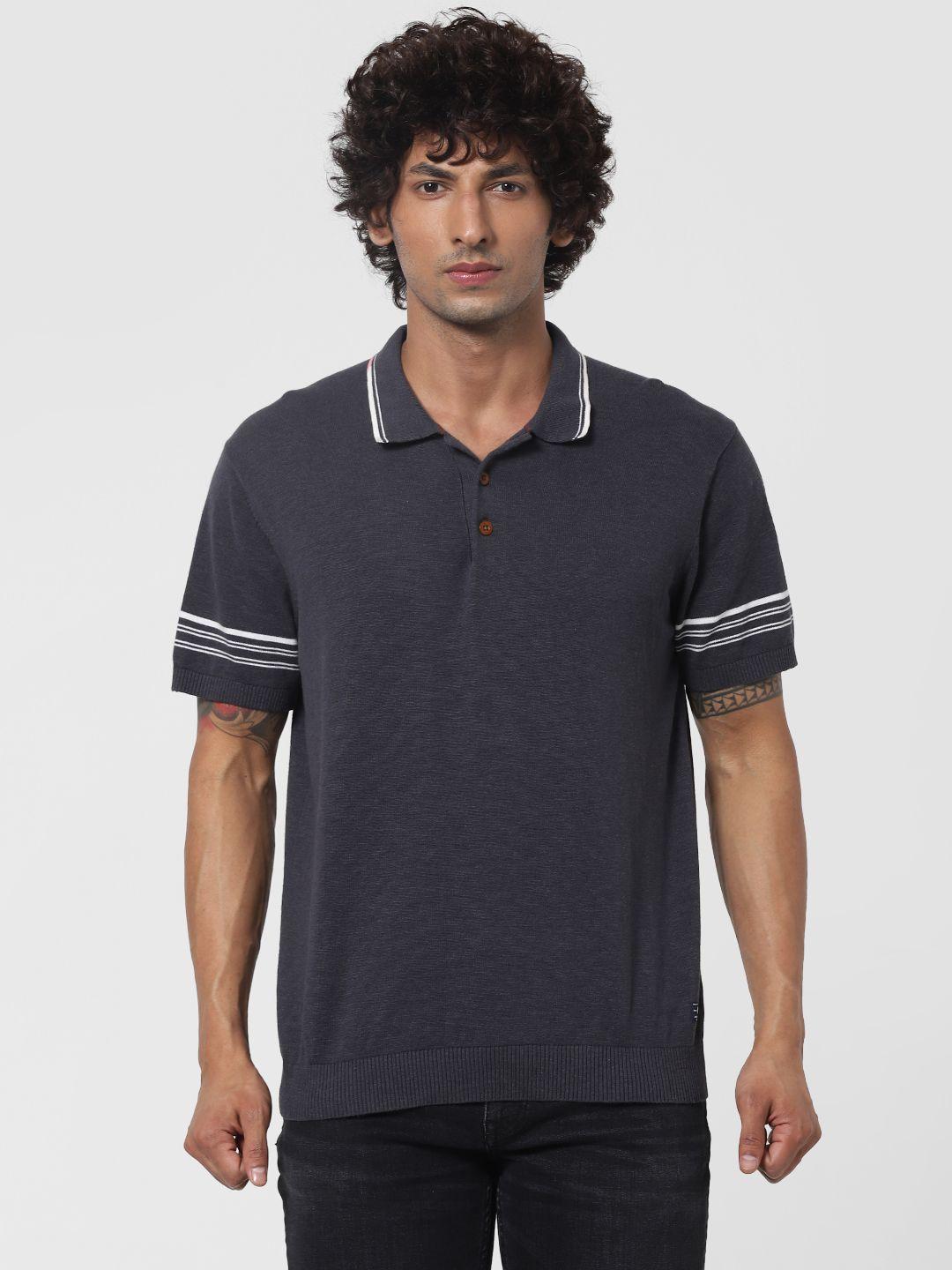 jack-&-jones-men-grey-solid-polo-collar-sustainable-t-shirt