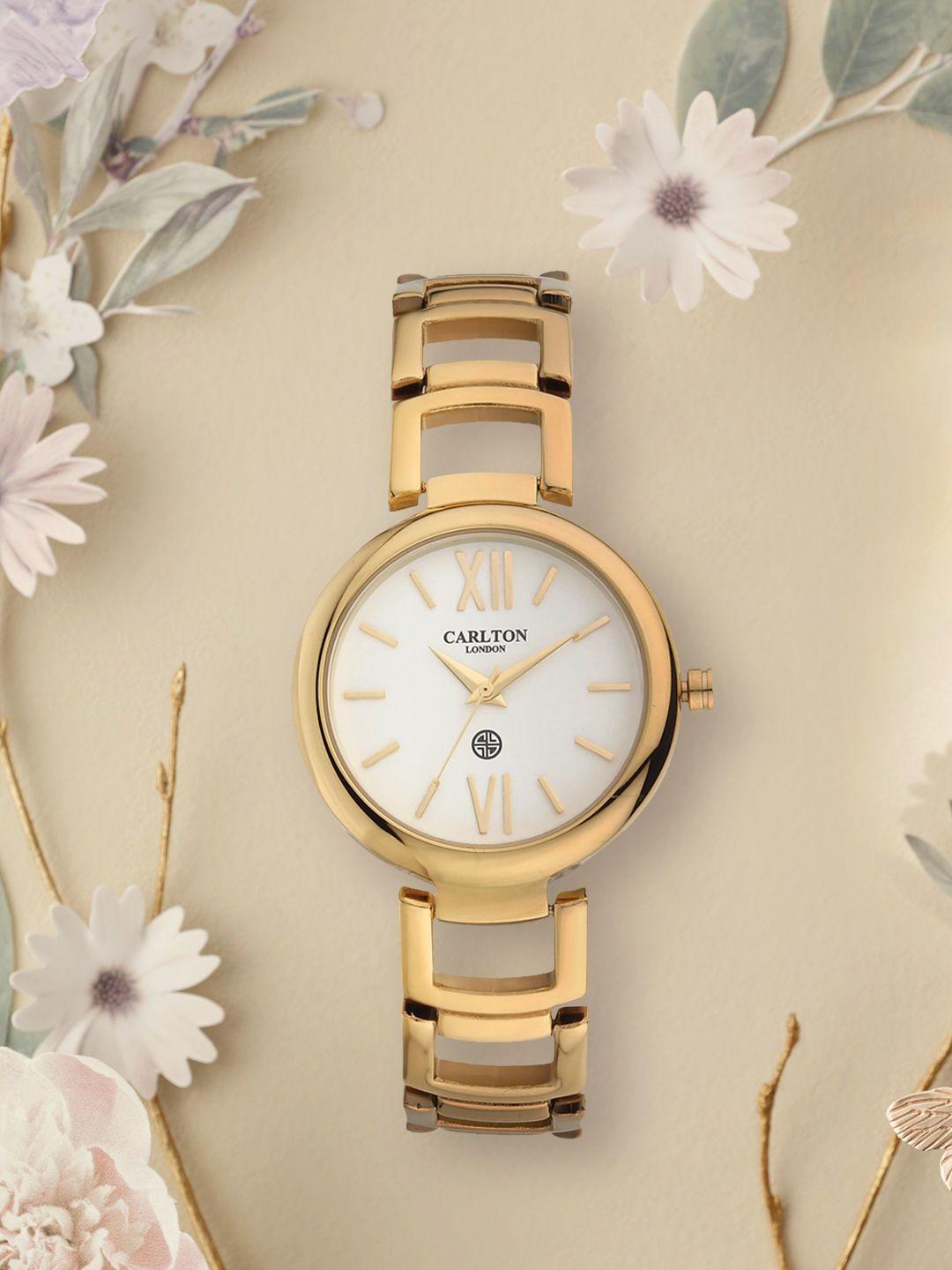 carlton-london-women-gold-toned-&-white-analogue-watch