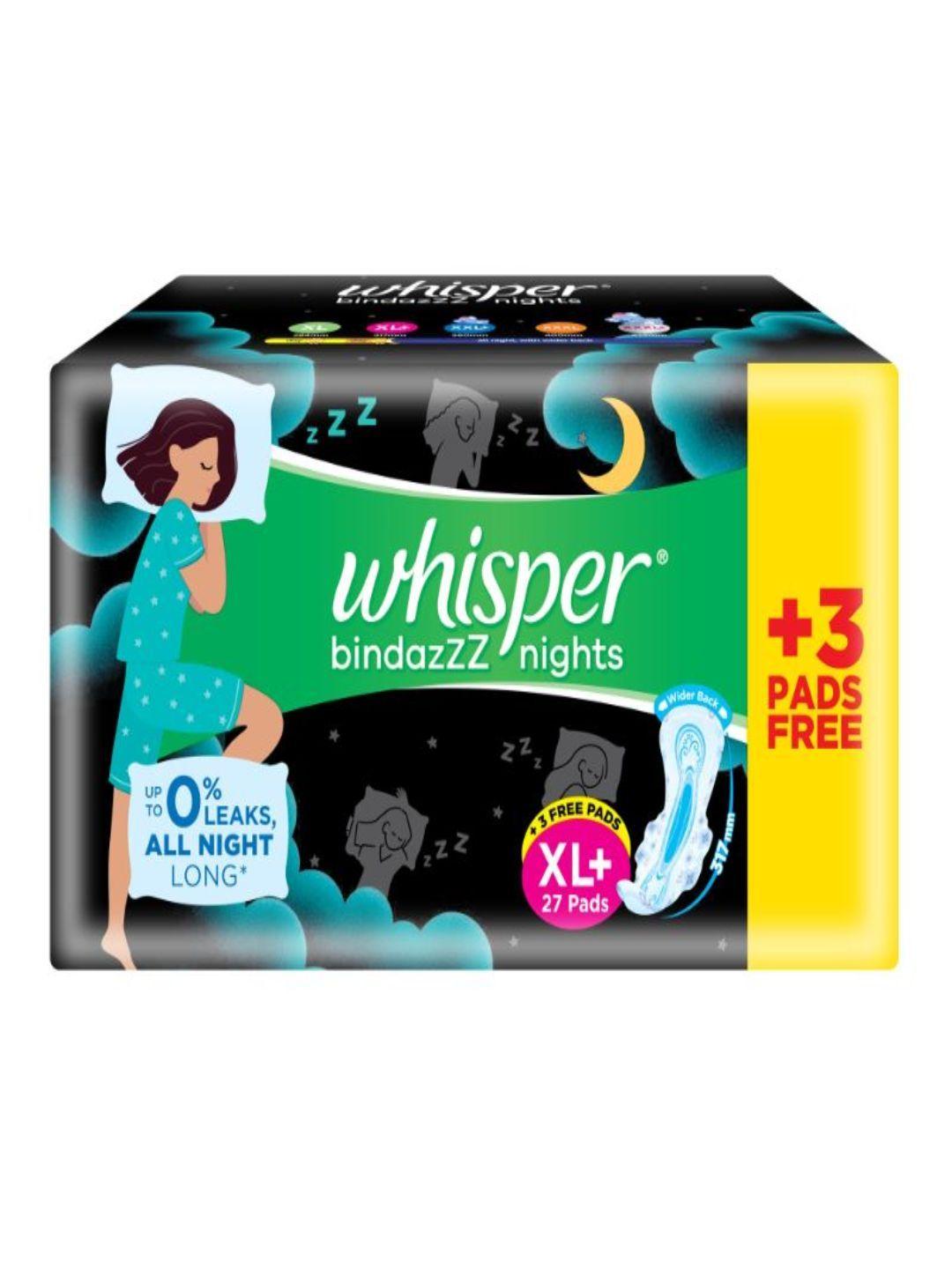 whisper-bindazzz-nights-xl+-sanitary-pads---27+3-pads