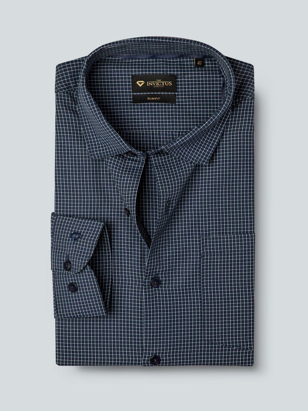 invictus-men-easy-care-navy-blue-&-white--checked-formal-shirt