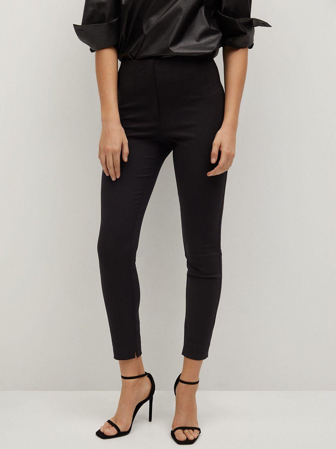 mango-women-black-solid-skinny-fit-knitted-sustainable-cropped-treggings