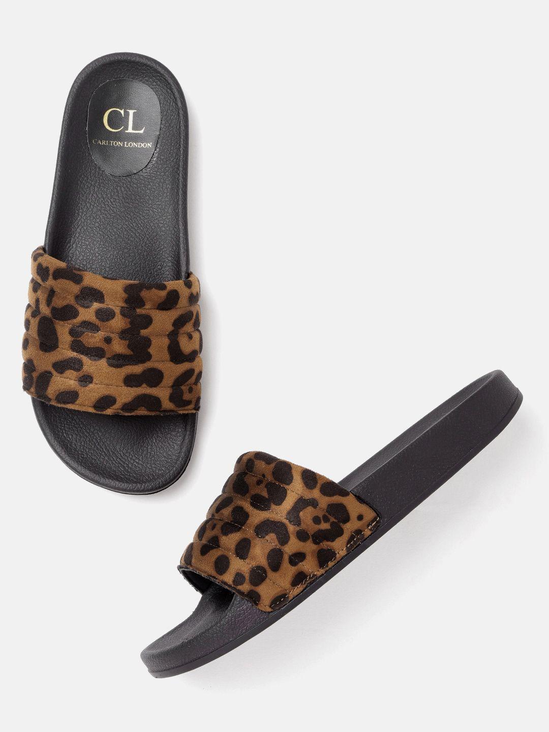 carlton-london-women-brown-&-black-leopard-print-open-toe-flats