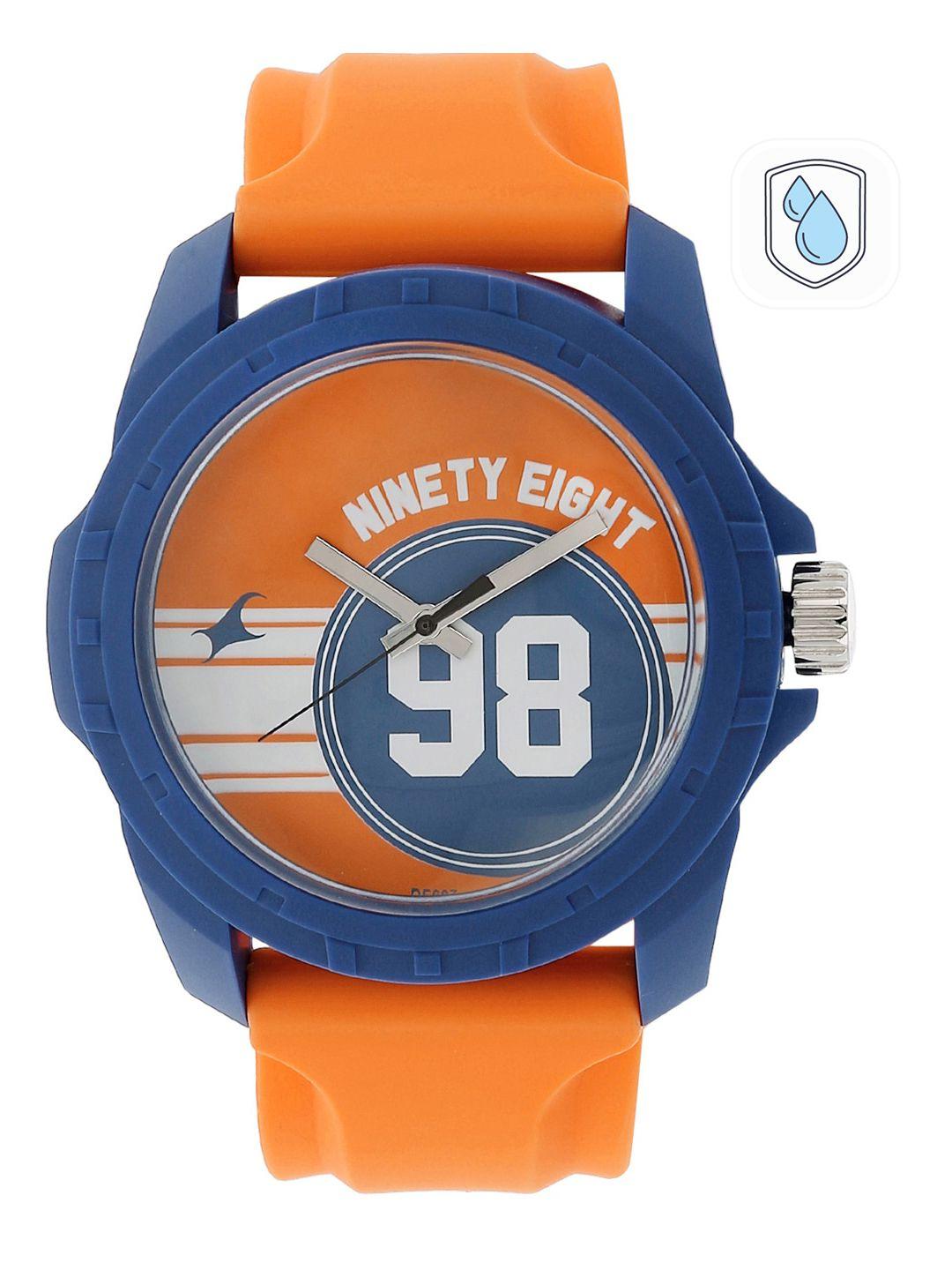 fastrack-unisex-orange-printed-dial-&-orange-straps-analogue-watch-38018pp02