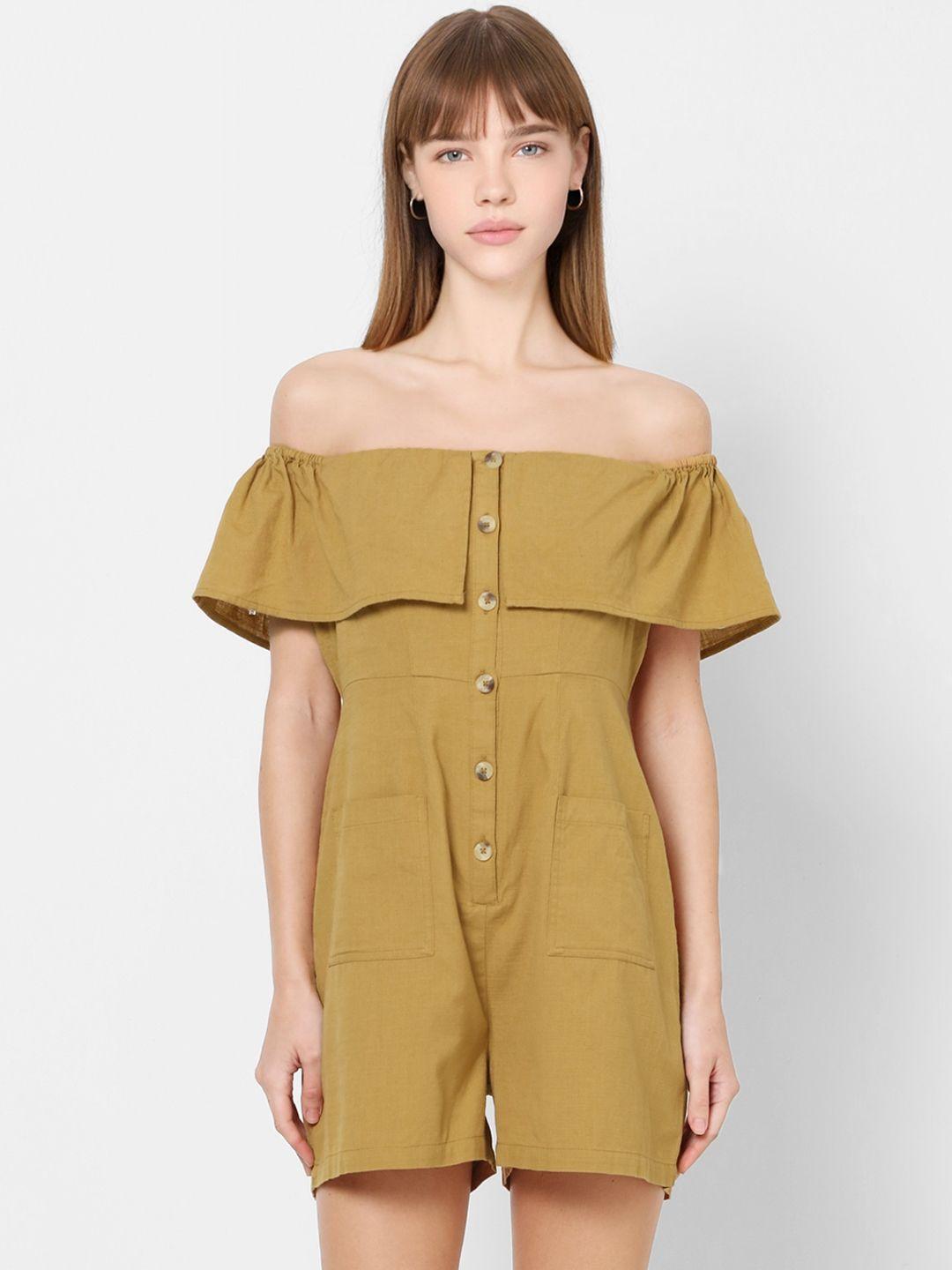 only-women-brown-solid-playsuit