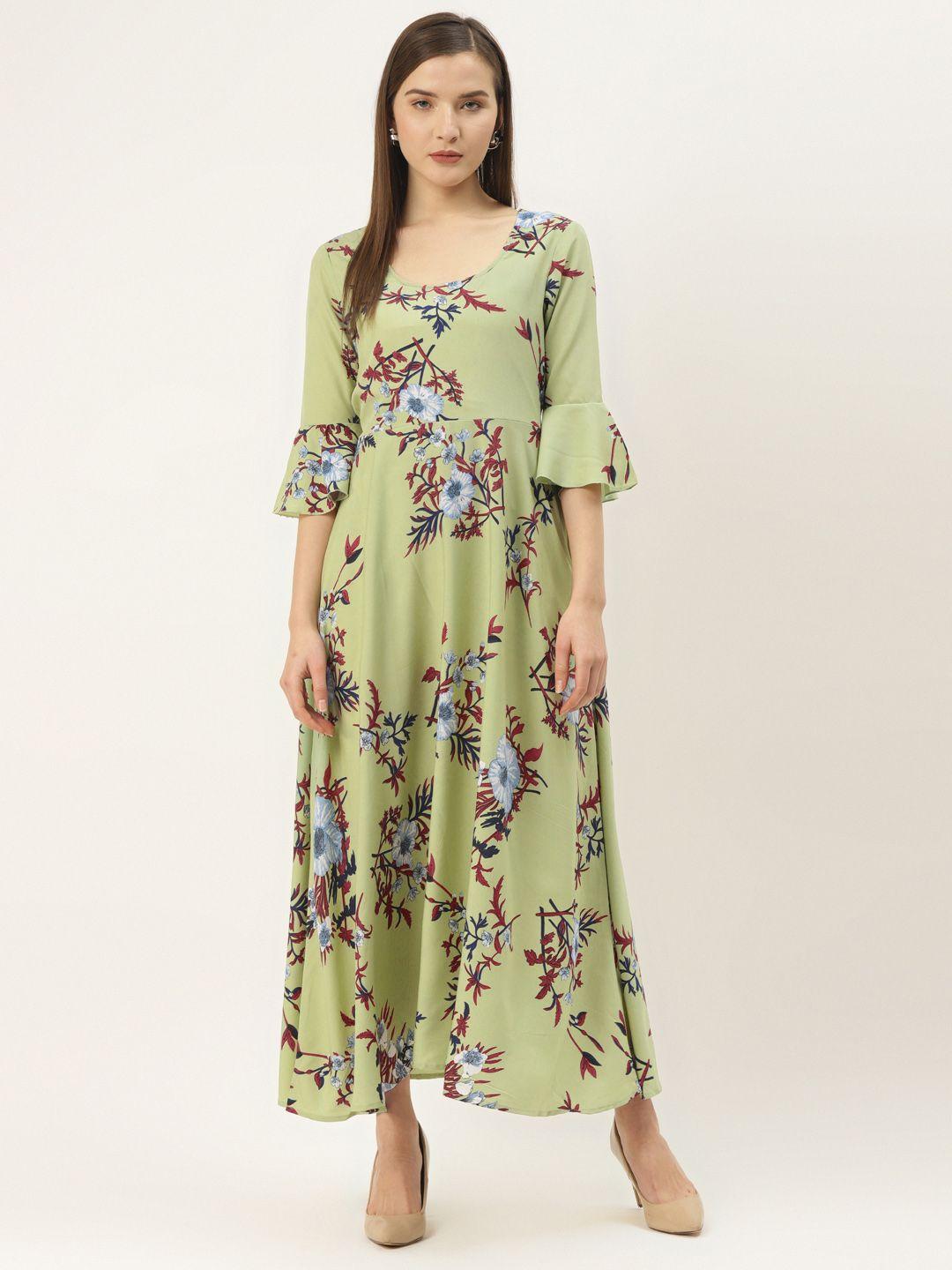 deewa-women-green-&-blue-floral-printed-maxi-dress