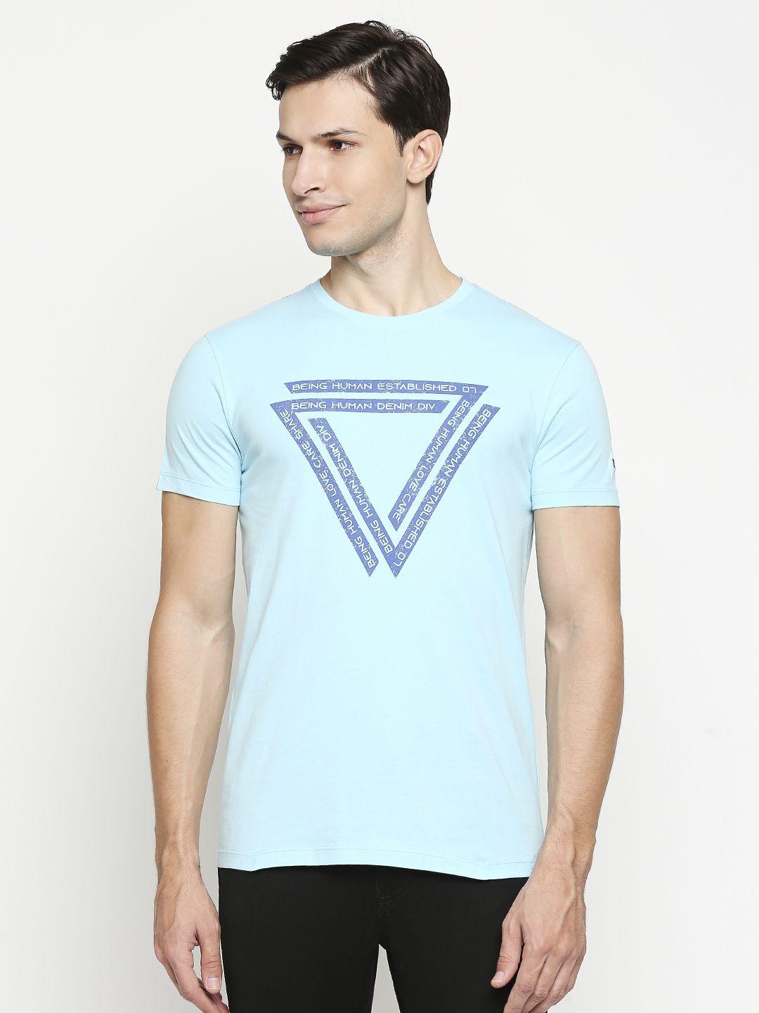 being-human-men-blue-&-white-brand-logo-printed-pure-cotton-t-shirt