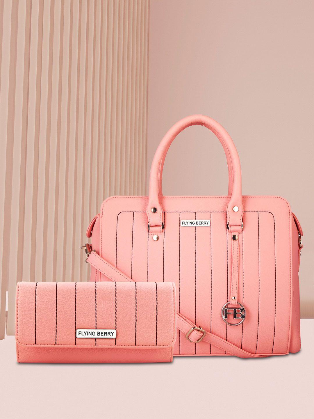 flying-berry-pink-striped-handheld-bag-combo
